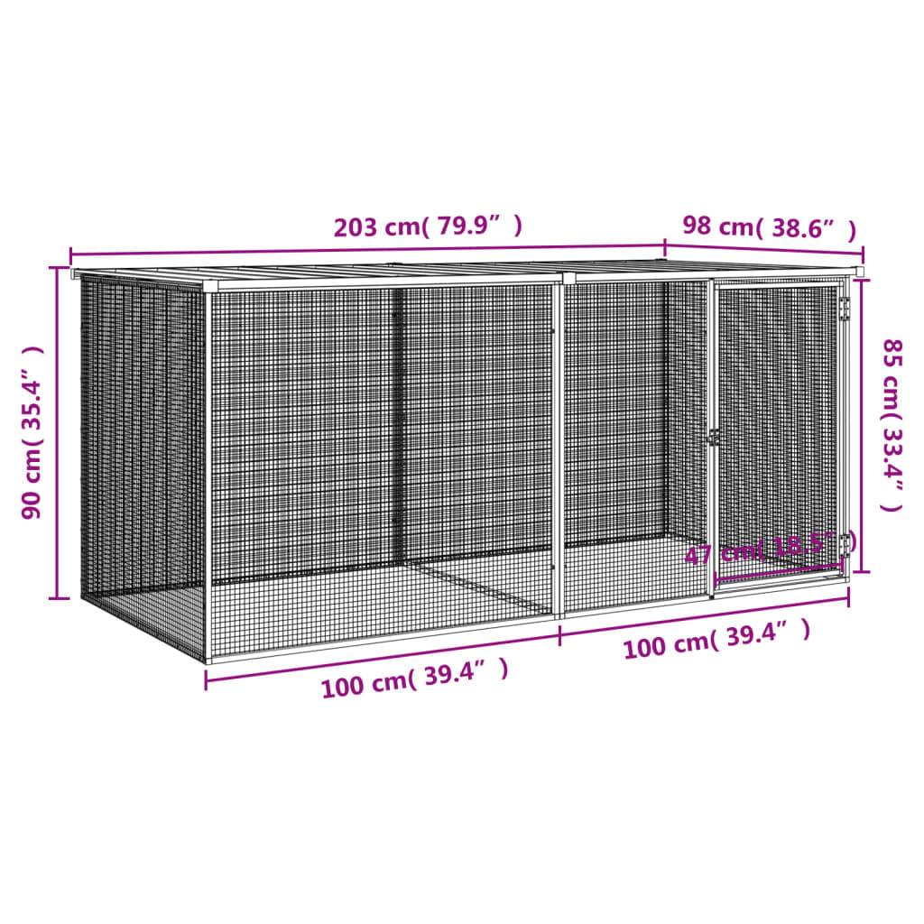 vidaXL Hühnerkäfig mit Dach Anthrazit 203x98x90 cm Verzinkter Stahl