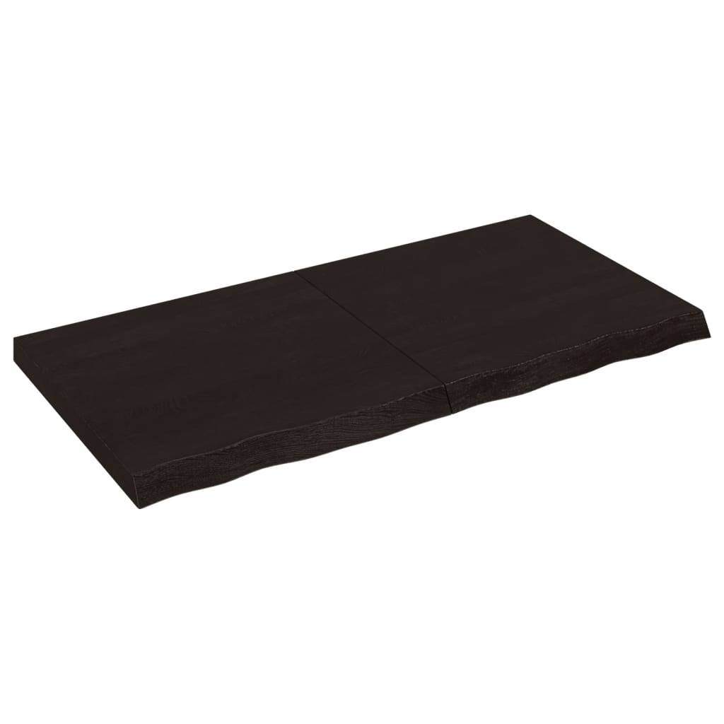 vidaXL Tischplatte Dunkelbraun 120x60x(2-6)cm Massivholz Eiche