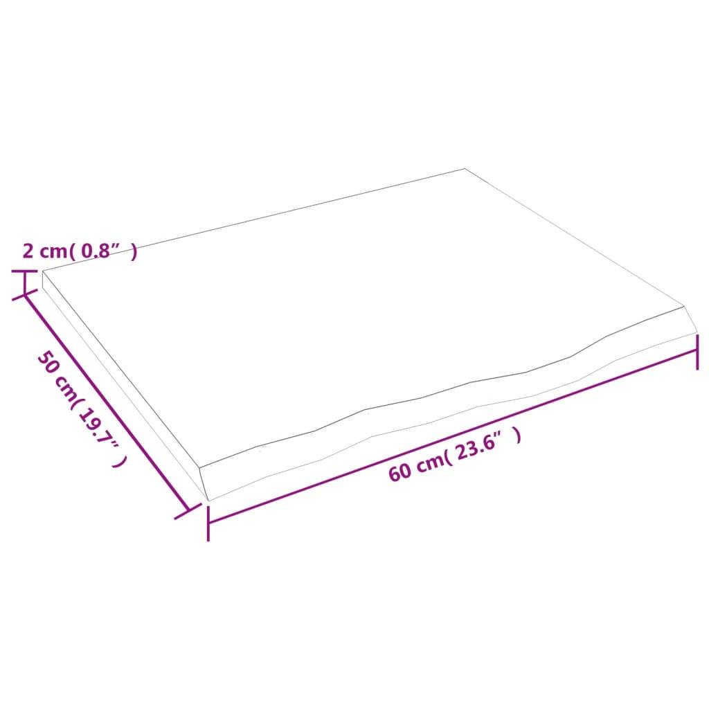 vidaXL Tischplatte Hellbraun 60x50x2 cm Massivholz Eiche Behandelt