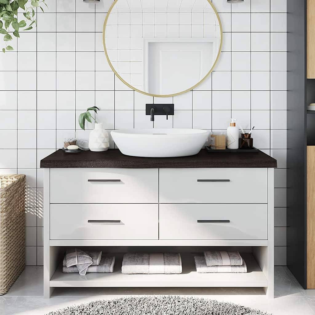 vidaXL Waschtischplatte Dunkelbraun 100x40x(2-6)cm Massivholz