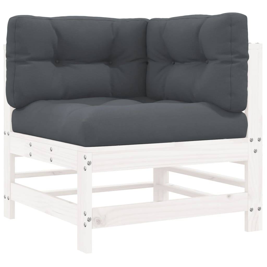 vidaXL 8-tlg. Garten-Lounge-Set mit Kissen Weiß Massivholz