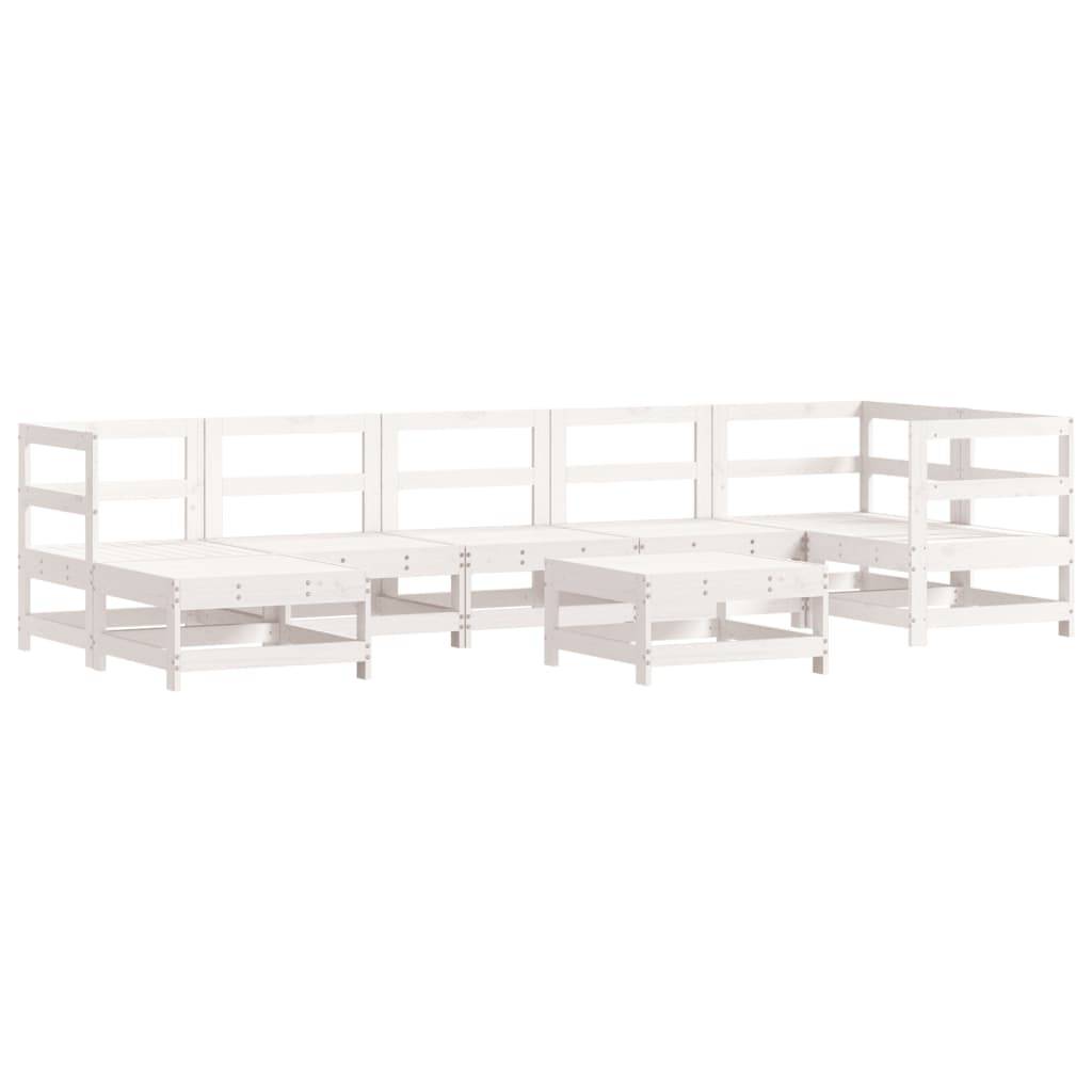 vidaXL 8-tlg. Garten-Lounge-Set mit Kissen Weiß Massivholz