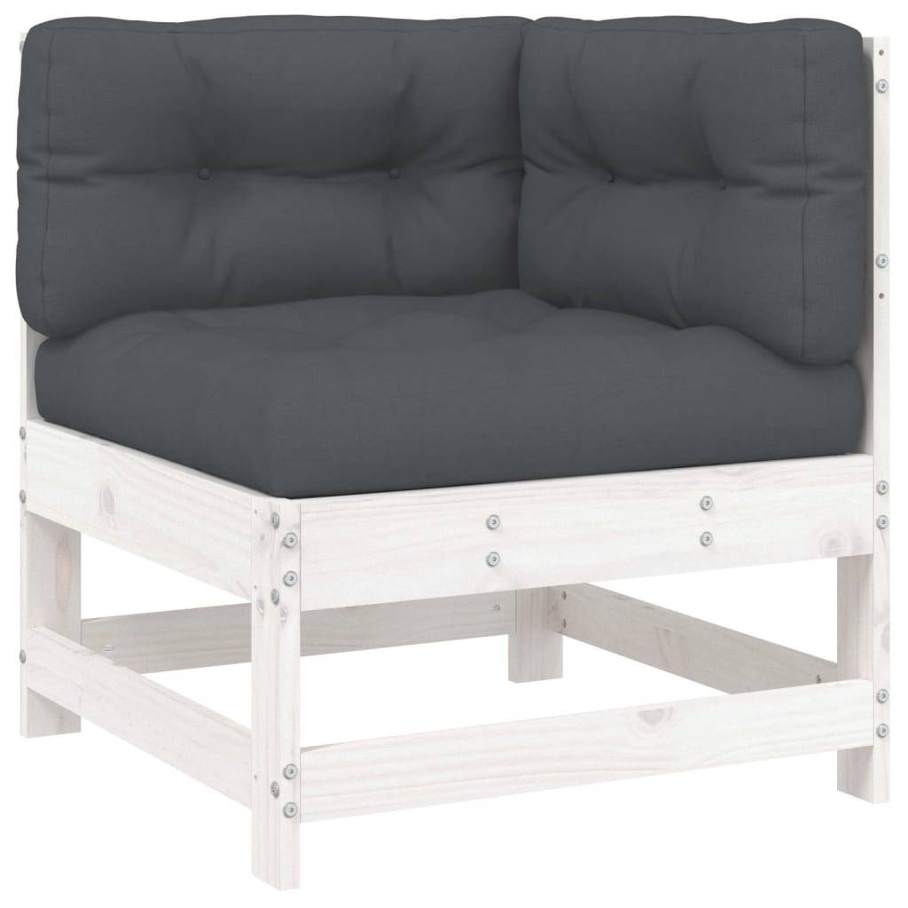 vidaXL 8-tlg. Garten-Lounge-Set mit Kissen Weiß Massivholz