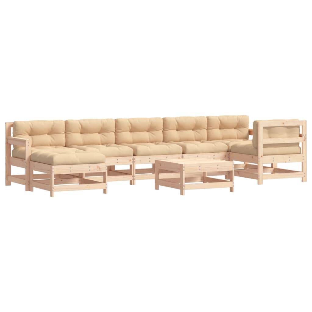 vidaXL 8-tlg. Garten-Lounge-Set mit Kissen Massivholz