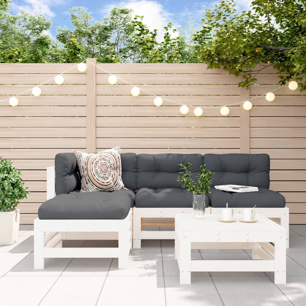 vidaXL 5-tlg. Garten-Lounge-Set Weiß Massivholz Kiefer