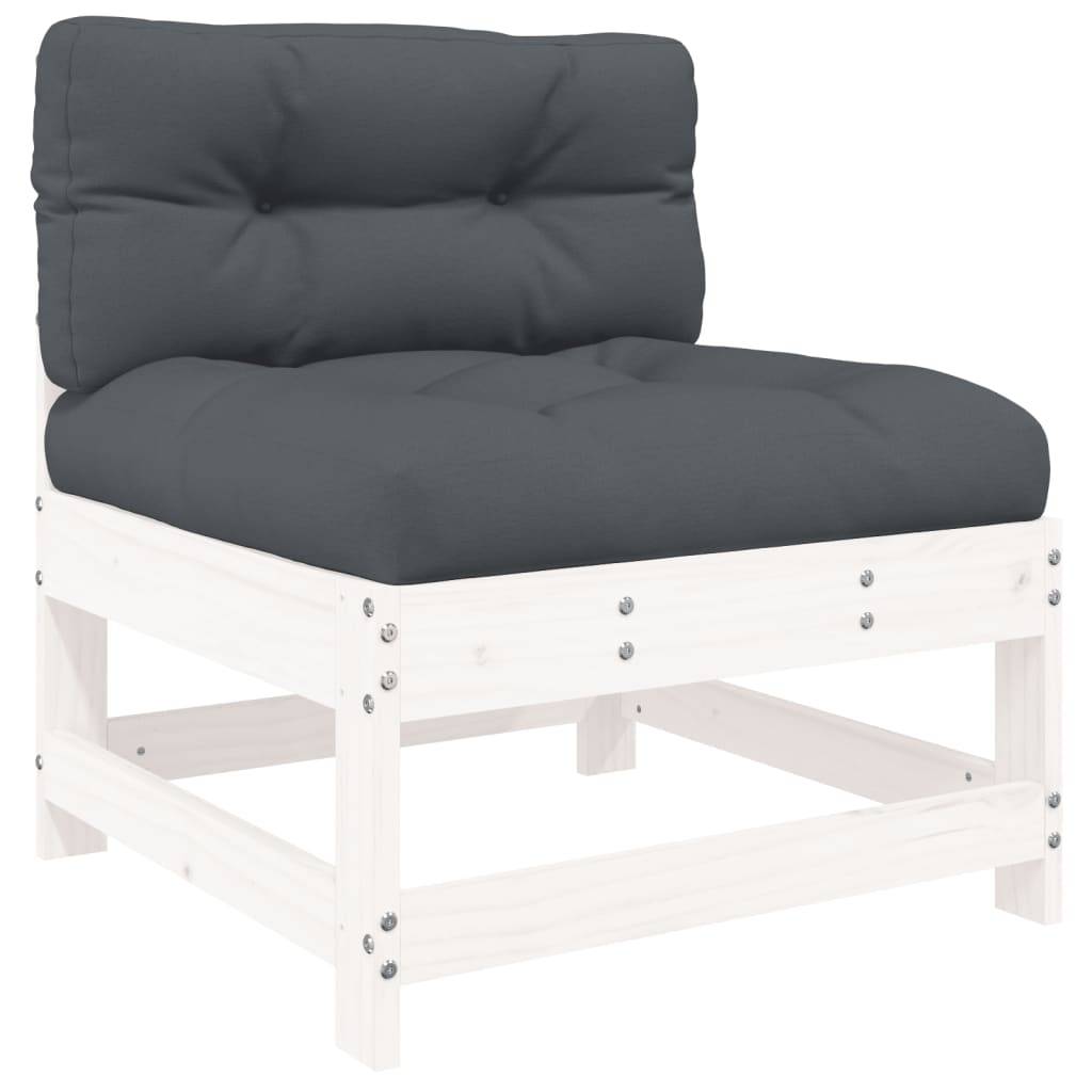 vidaXL 10-tlg. Garten-Lounge-Set mit Kissen Weiß Massivholz