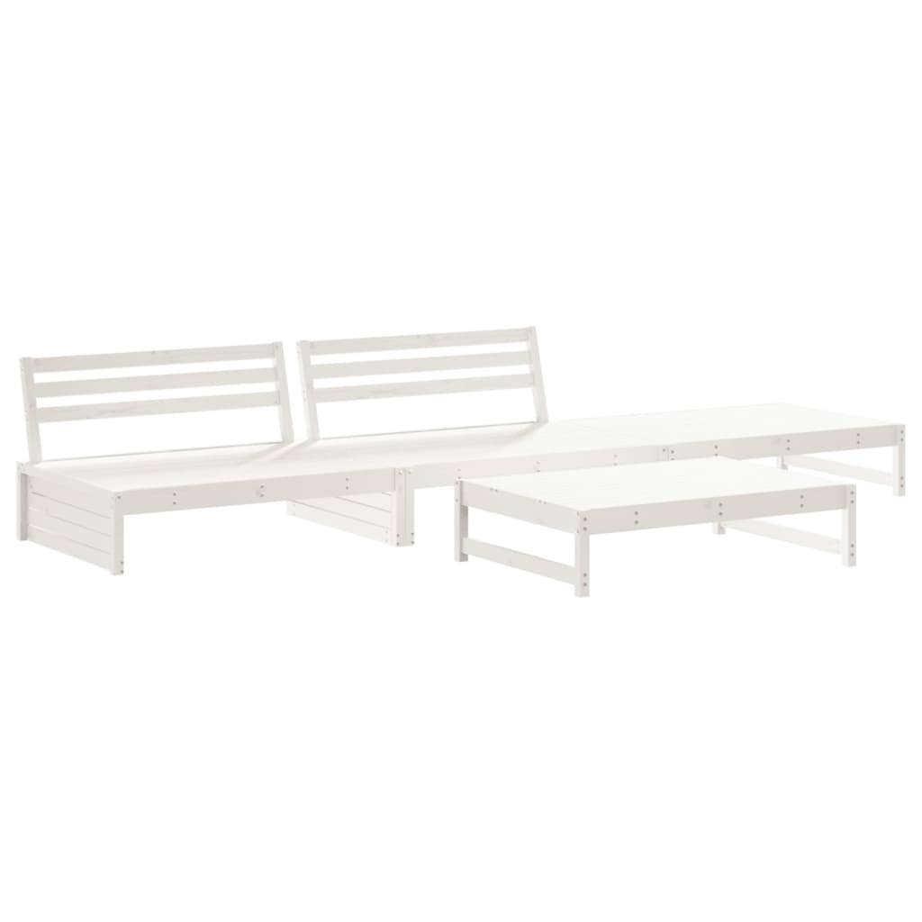 vidaXL 4-tlg. Garten-Lounge-Set mit Kissen Weiß Massivholz