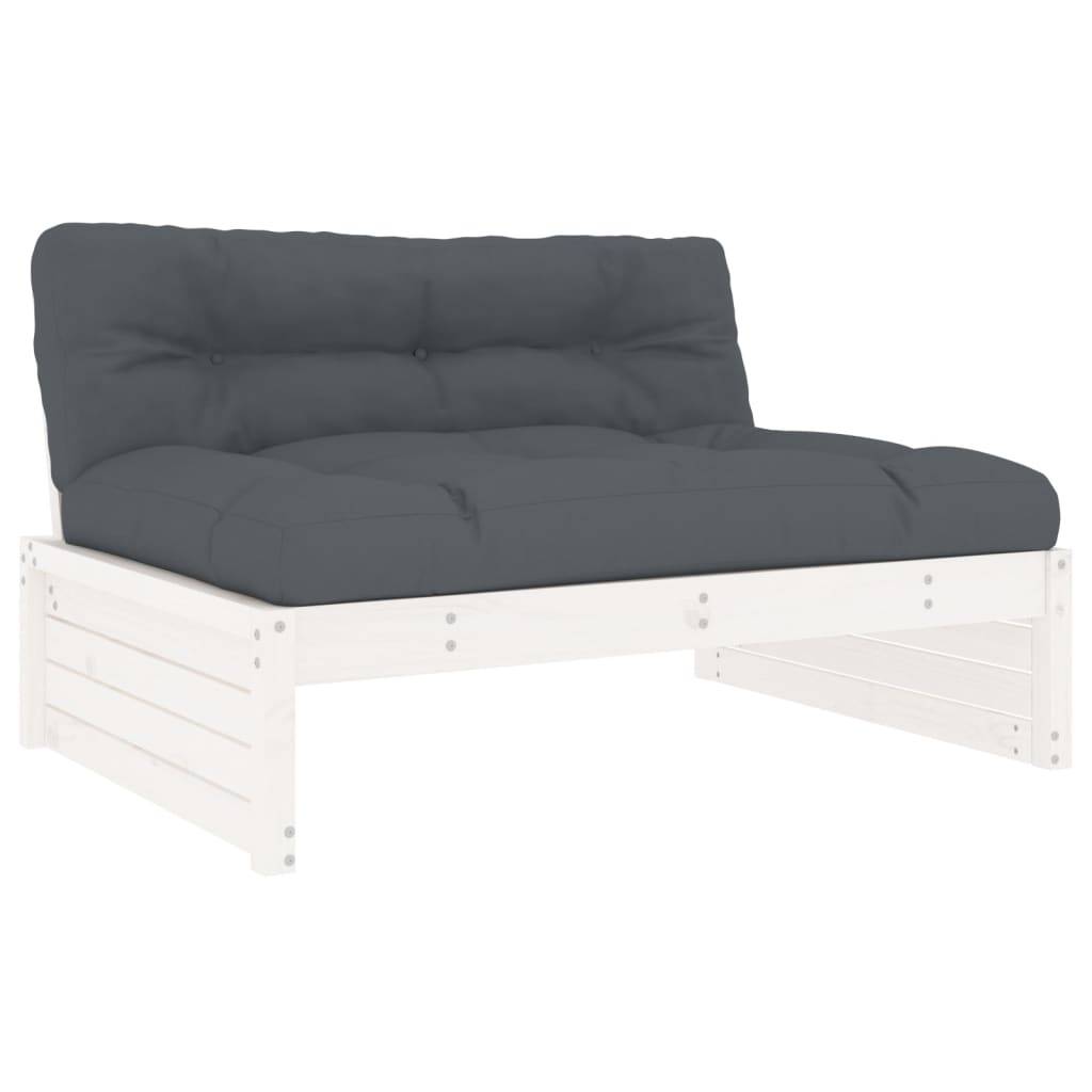 vidaXL 5-tlg. Garten-Lounge-Set mit Kissen Weiß Massivholz