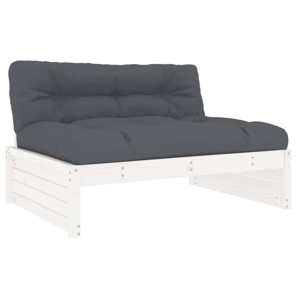 vidaXL 2-tlg. Garten-Lounge-Set mit Kissen Weiß Massivholz