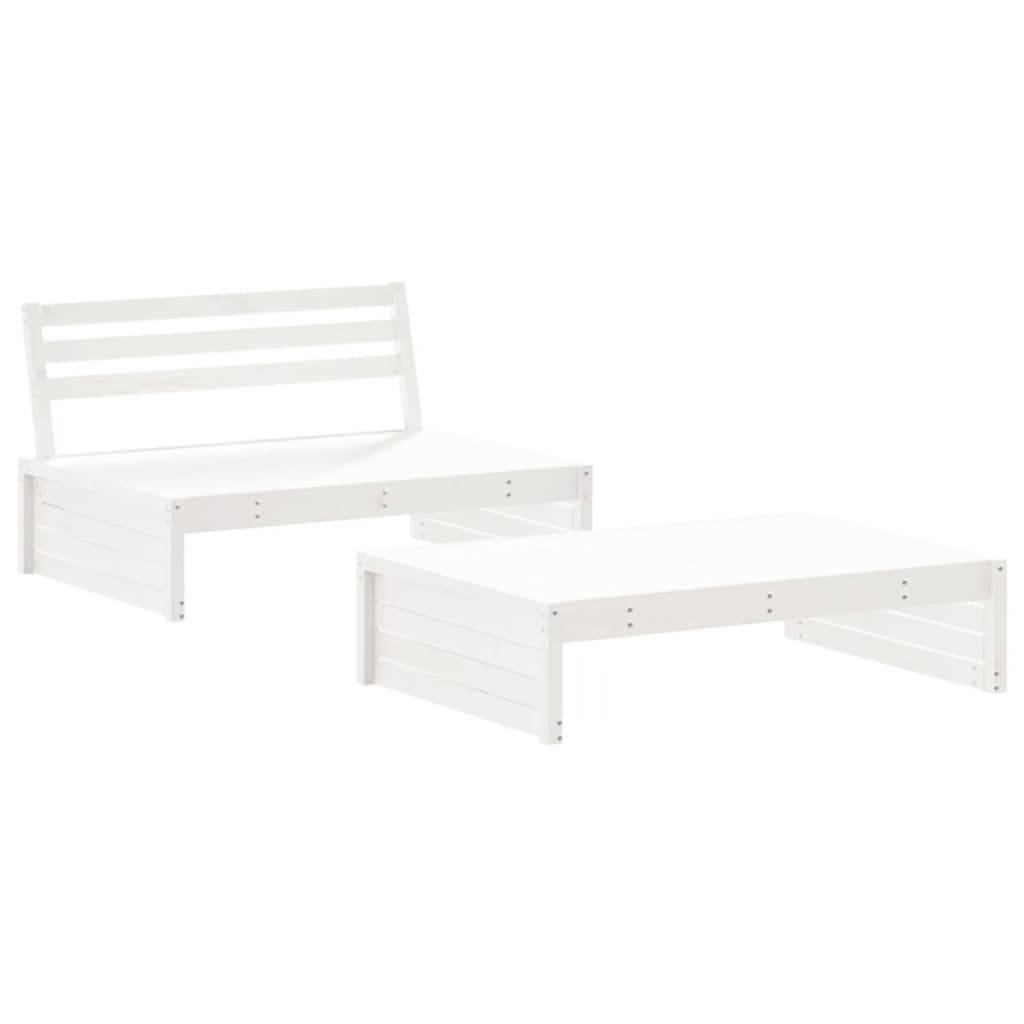 vidaXL 2-tlg. Garten-Lounge-Set mit Kissen Weiß Massivholz