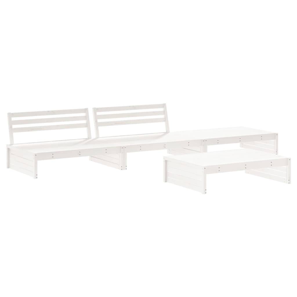 vidaXL 4-tlg. Garten-Lounge-Set mit Kissen Weiß Massivholz