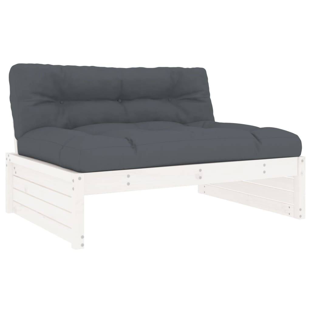 vidaXL 4-tlg. Garten-Lounge-Set mit Kissen Weiß Massivholz