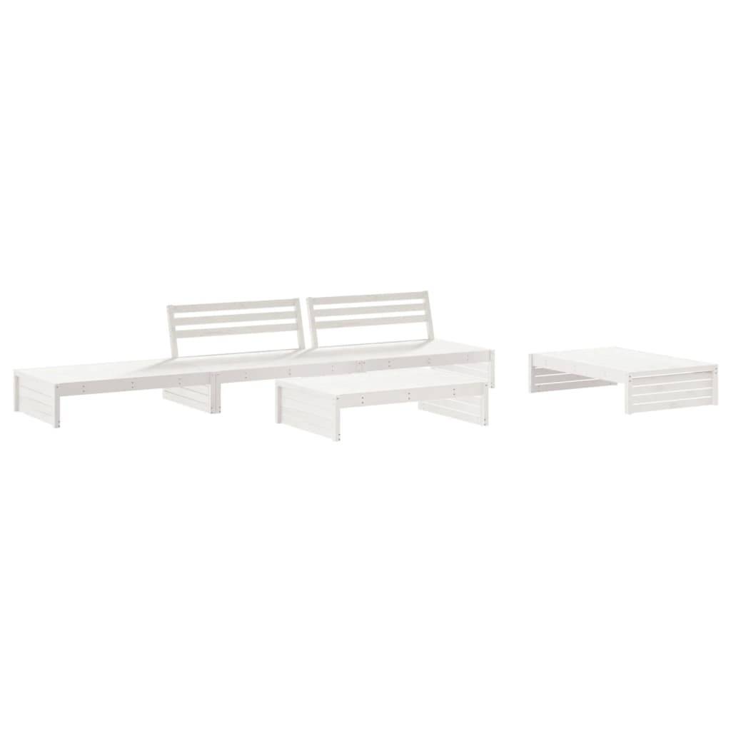 vidaXL 5-tlg. Garten-Lounge-Set mit Kissen Weiß Massivholz