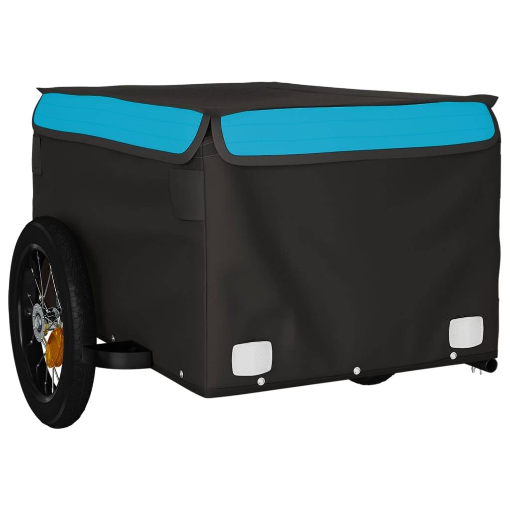 vidaXL Fahrradanhänger Schwarz und Blau 30 kg Eisen