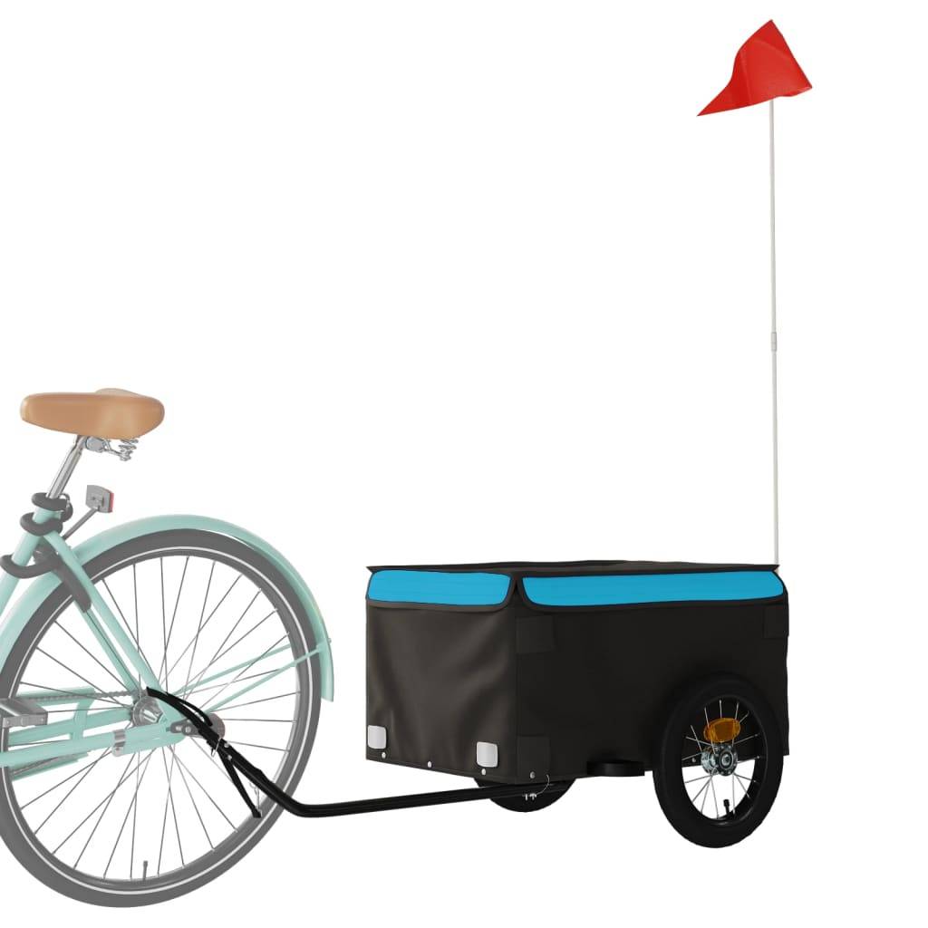 vidaXL Fahrradanhänger Schwarz und Blau 30 kg Eisen