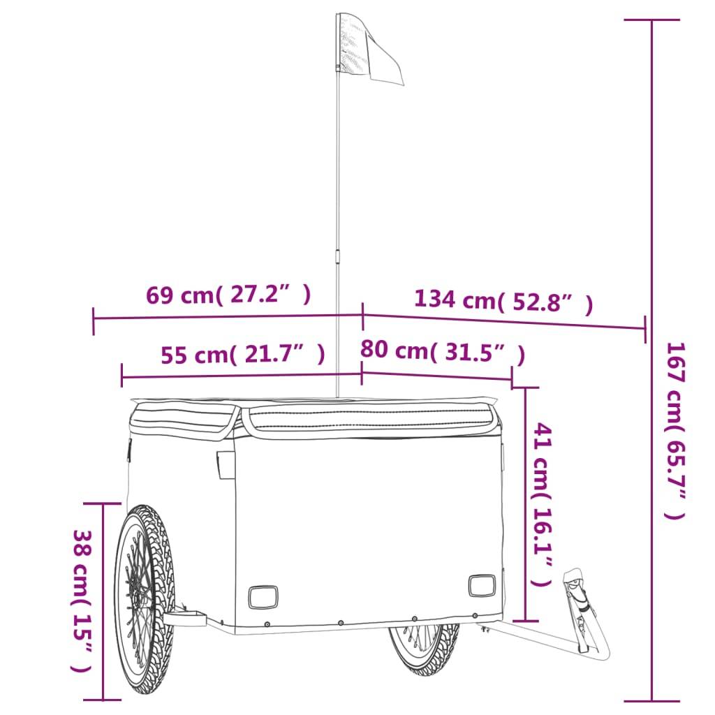 vidaXL Fahrradanhänger Schwarz 45 kg Eisen