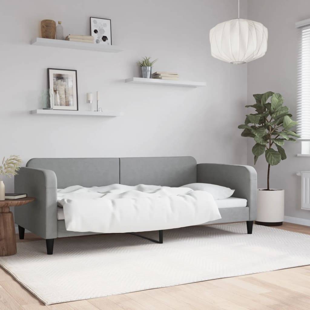 vidaXL Tagesbett Hellgrau 90x200 cm Stoff
