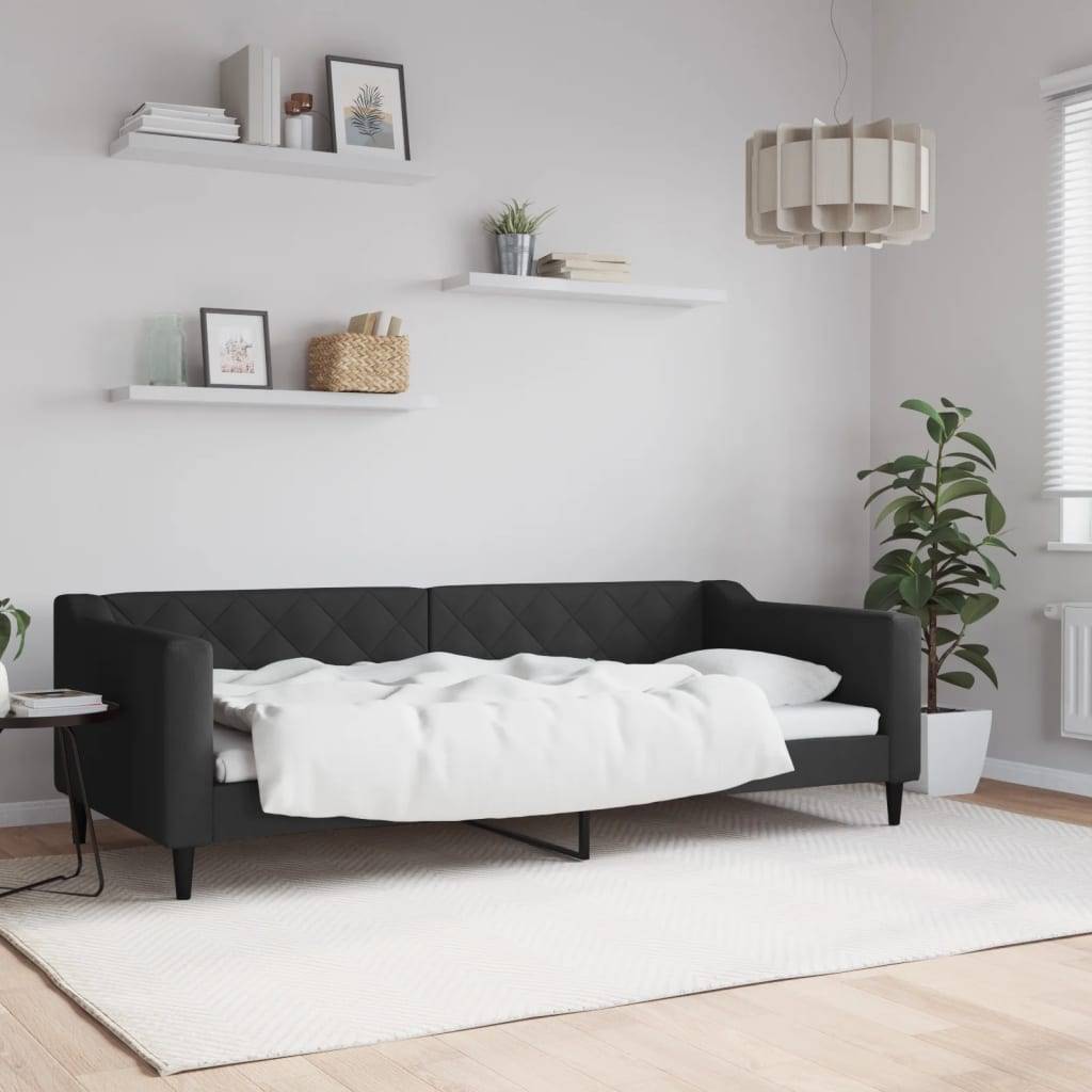 vidaXL Tagesbett Schwarz 90x200 cm Stoff