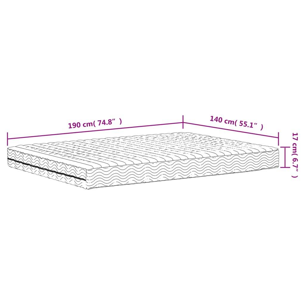 vidaXL Schaumstoffmatratze Weiß 140x190 cm Härtegrad H2 H3