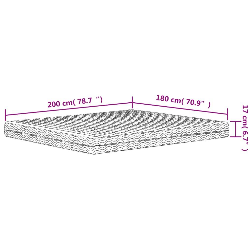 vidaXL Schaumstoffmatratze Weiß 180x200 cm Härtegrad H2 H3