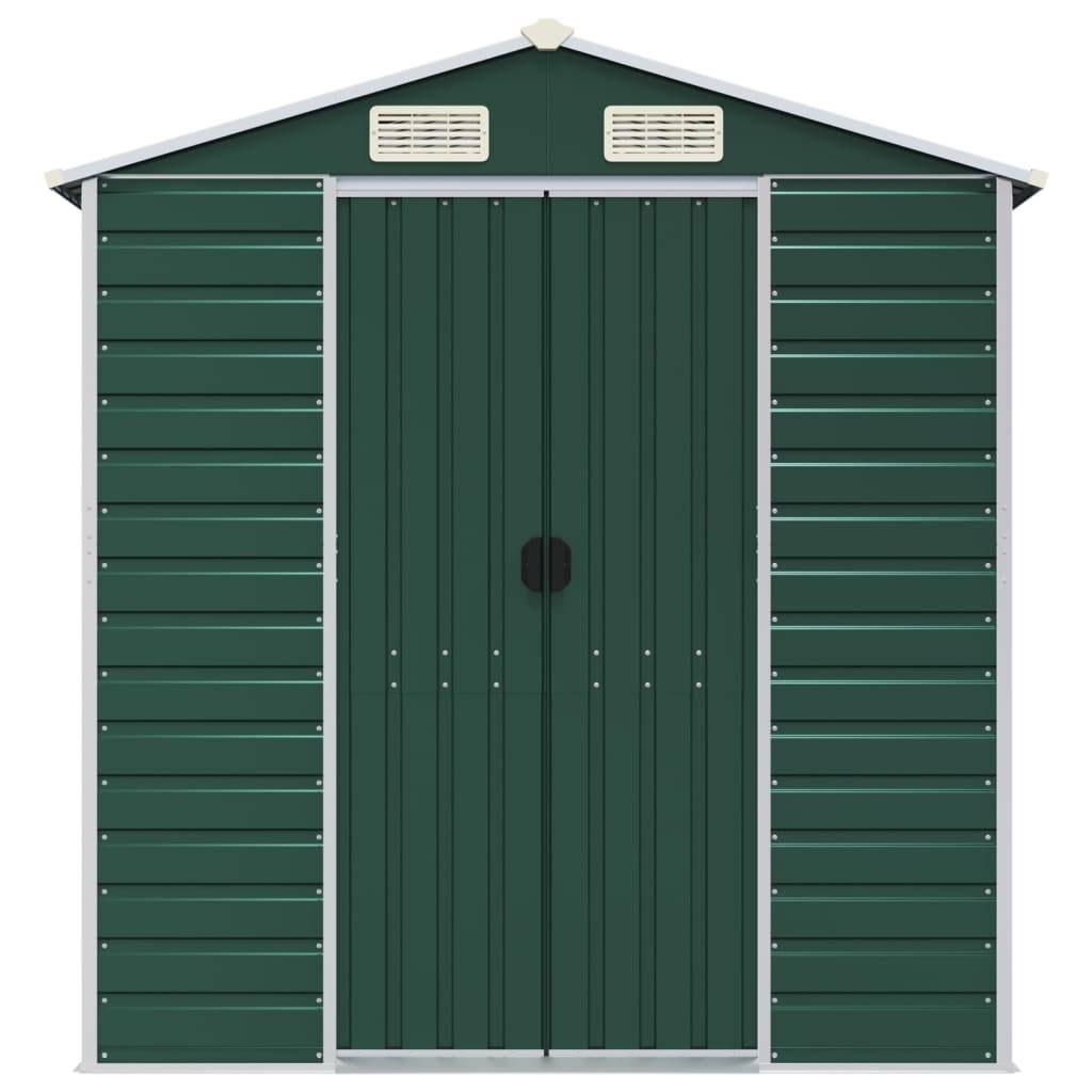 vidaXL Gerätehaus Grün 191x555x198 cm Verzinkter Stahl