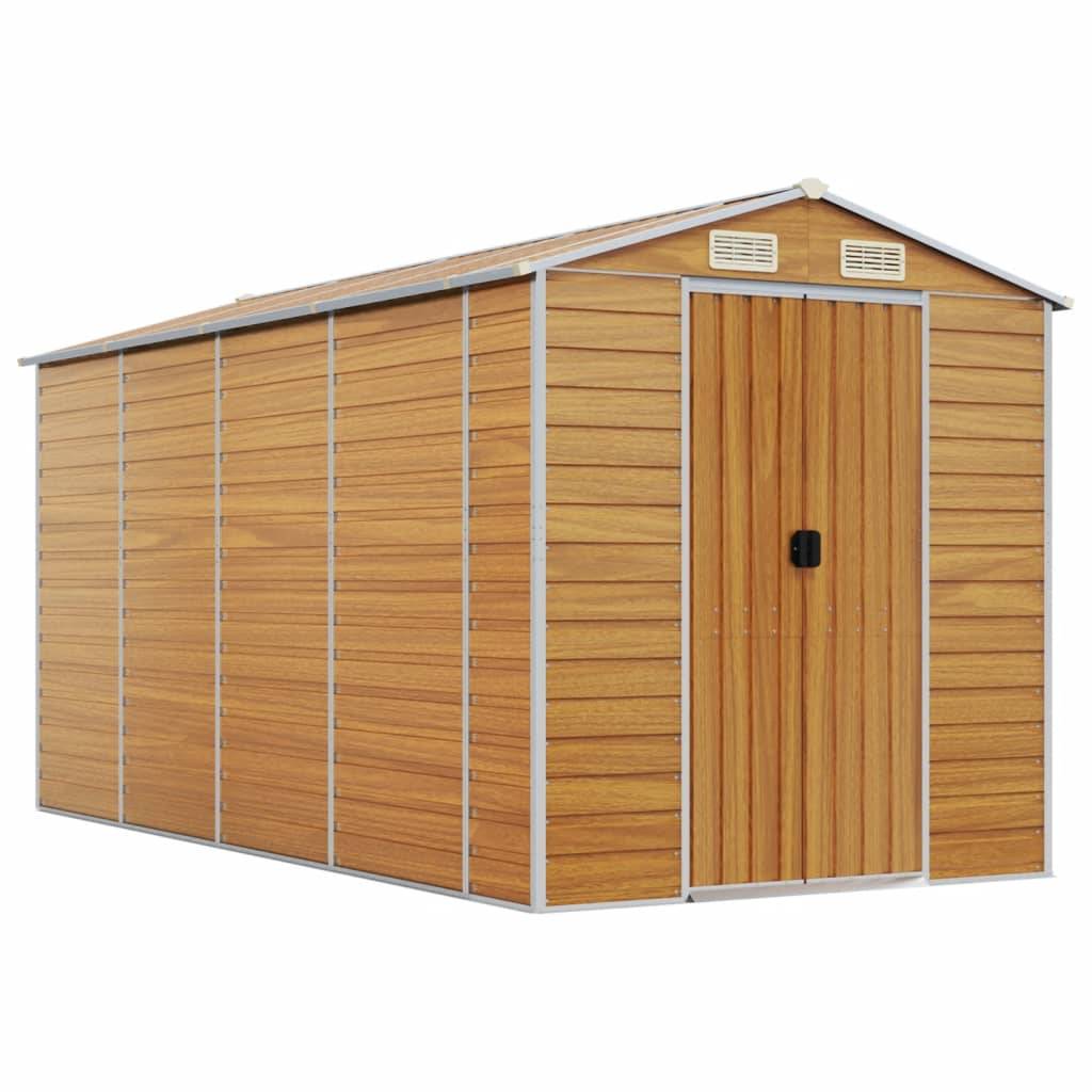 vidaXL Gerätehaus Hellbraun 191x385x198 cm Verzinkter Stahl