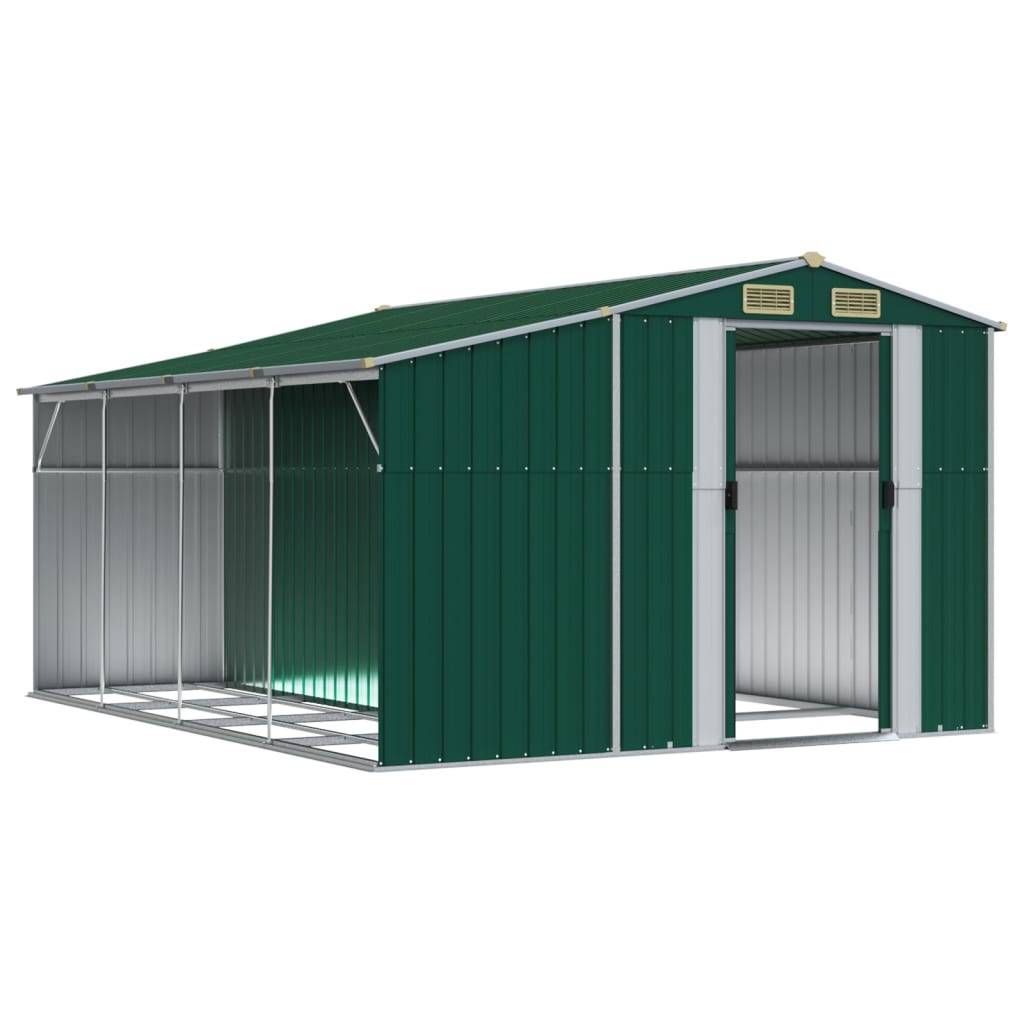vidaXL Gerätehaus Grün 277x365,5x179 cm Verzinkter Stahl