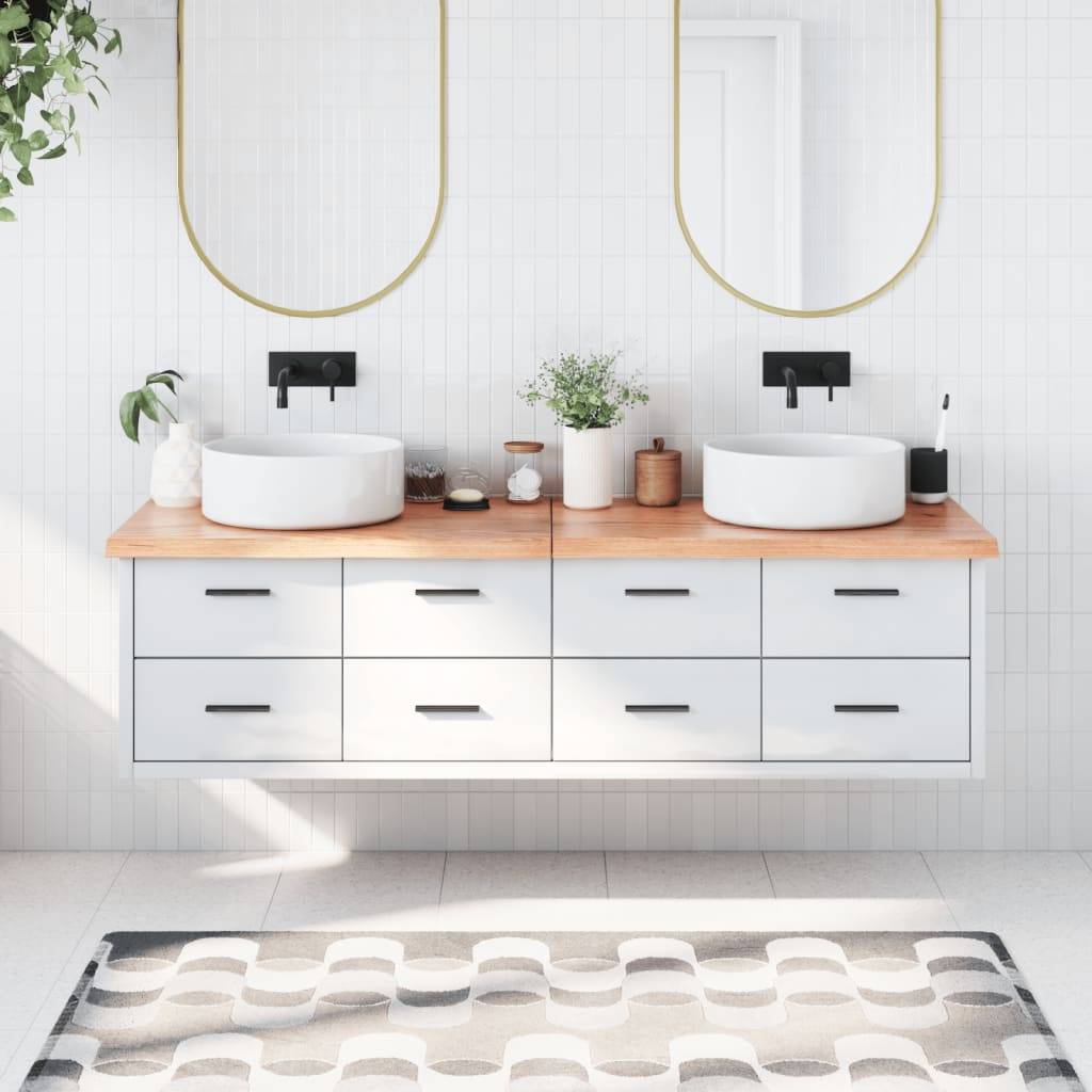 vidaXL Waschtischplatte Hellbraun 180x50x(2-4) cm Massivholz Behandelt