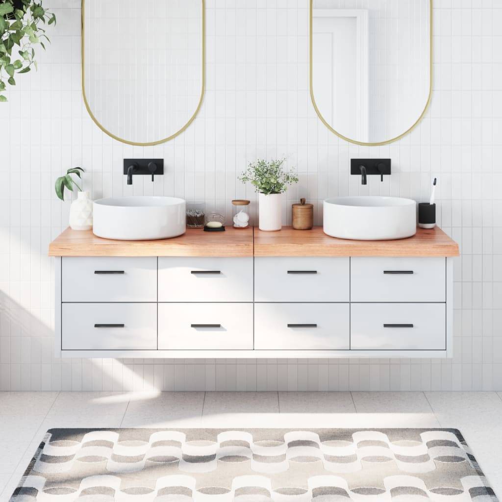 vidaXL Waschtischplatte Hellbraun 180x60x(2-6) cm Massivholz Behandelt