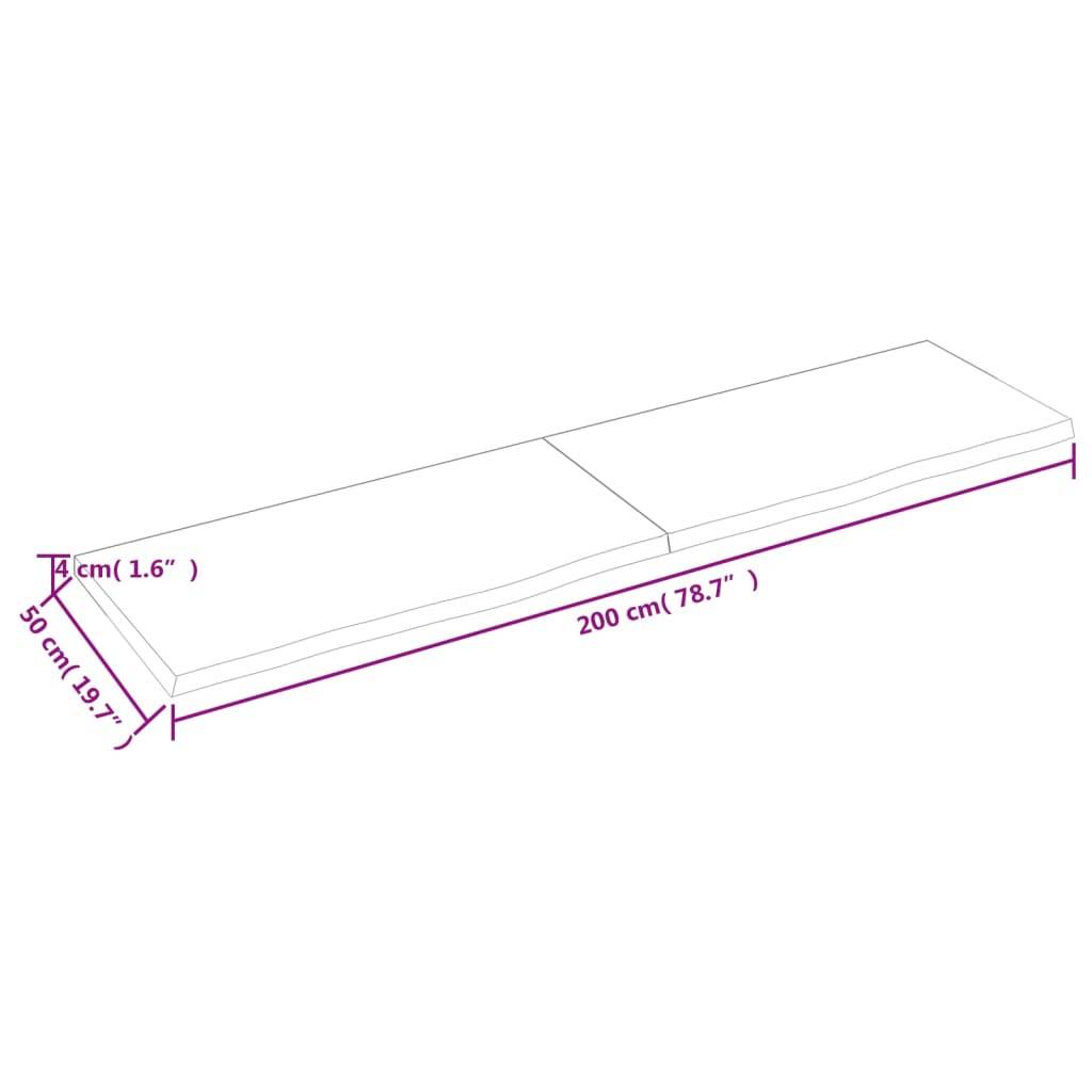 vidaXL Waschtischplatte Hellbraun 200x50x(2-4) cm Massivholz Behandelt