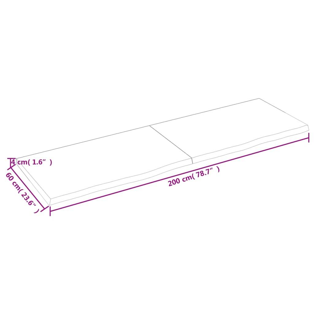 vidaXL Waschtischplatte Hellbraun 200x60x(2-4) cm Massivholz Behandelt