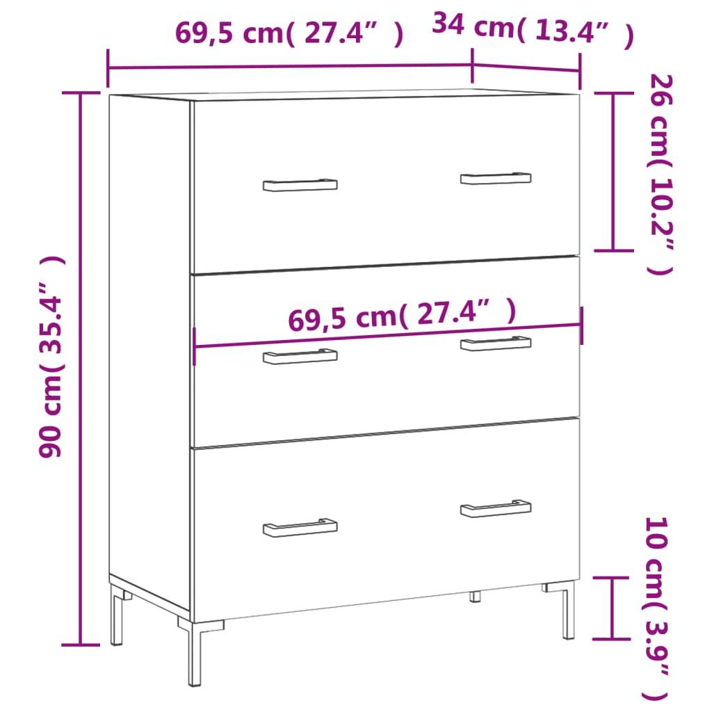 vidaXL Sideboard Grau Sonoma 69,5x34x90 cm Holzwerkstoff