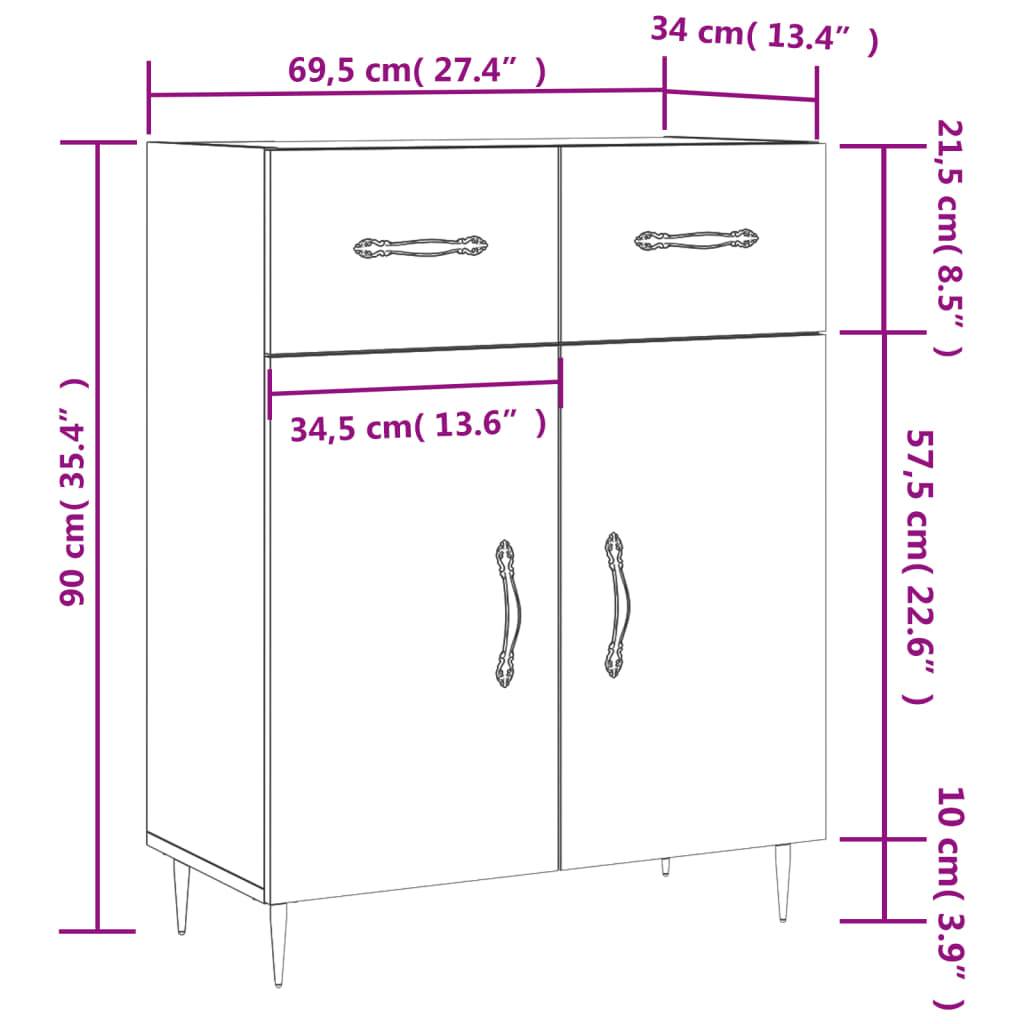 vidaXL Sideboard Grau Sonoma 69,5x34x90 cm Holzwerkstoff