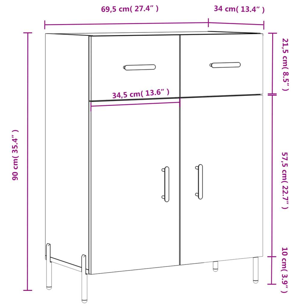 vidaXL Sideboard Weiß 69,5x34x90 cm Holzwerkstoff