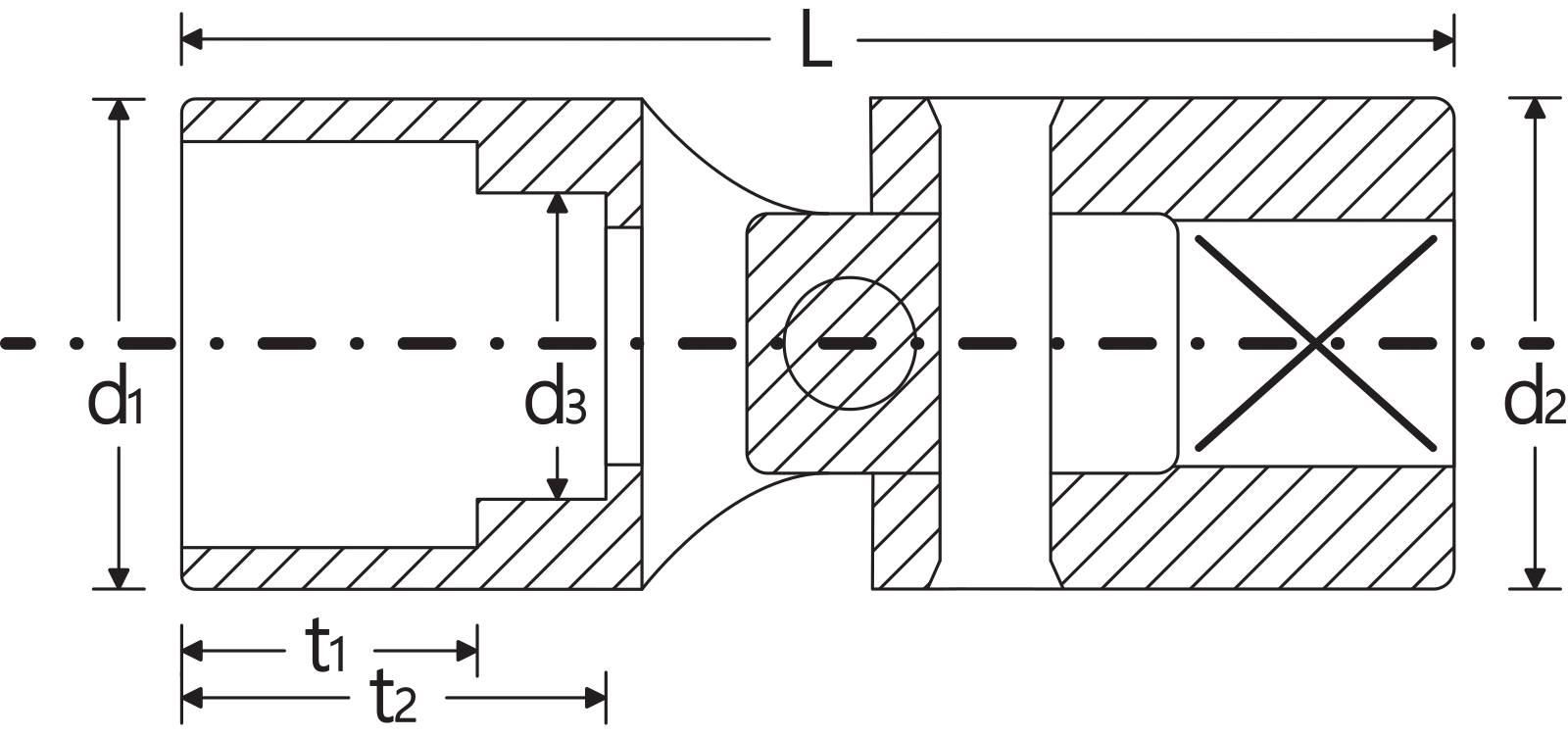 1/4" Gelenk-Steckschlüsseleinsatz SW 7/32" L.32mm