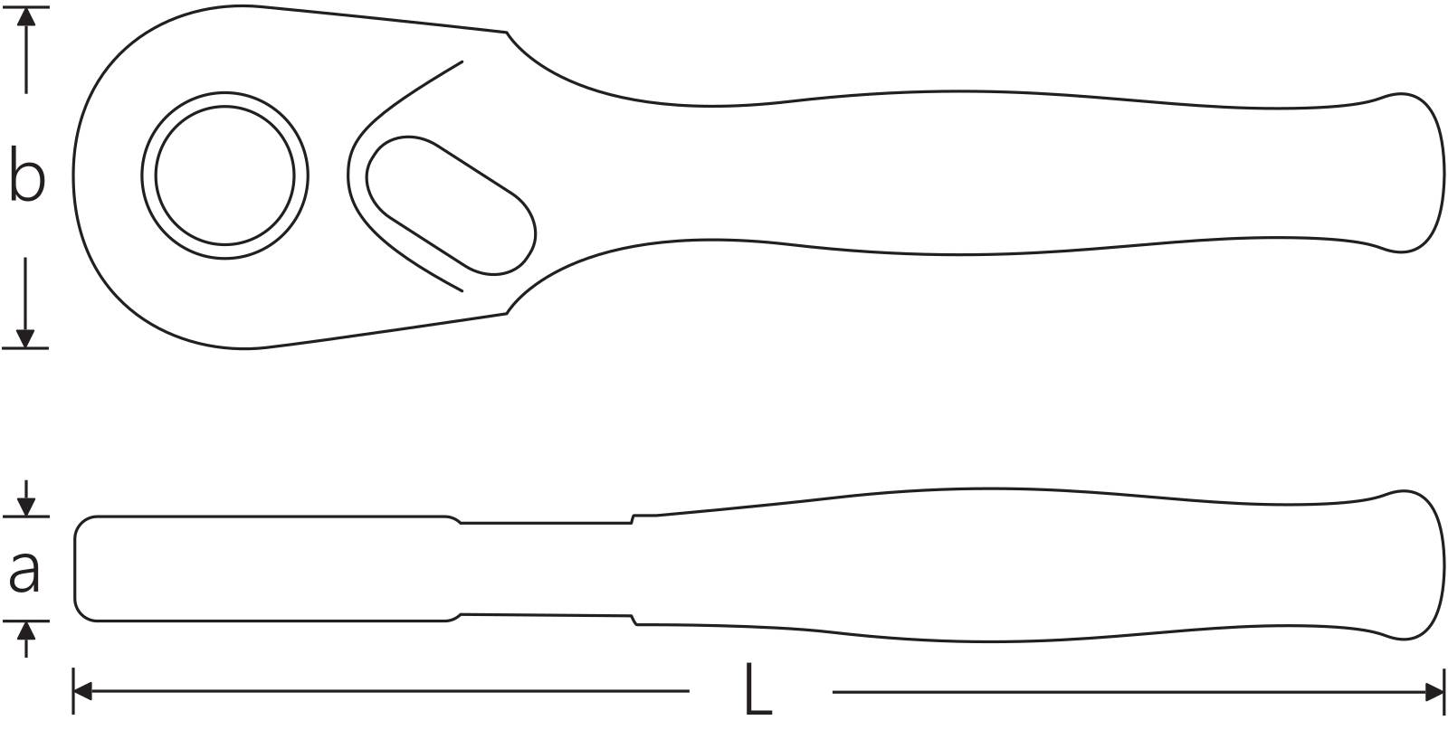 1/4" Bit-Feinzahnknarre RSW.4.5° L.118mm