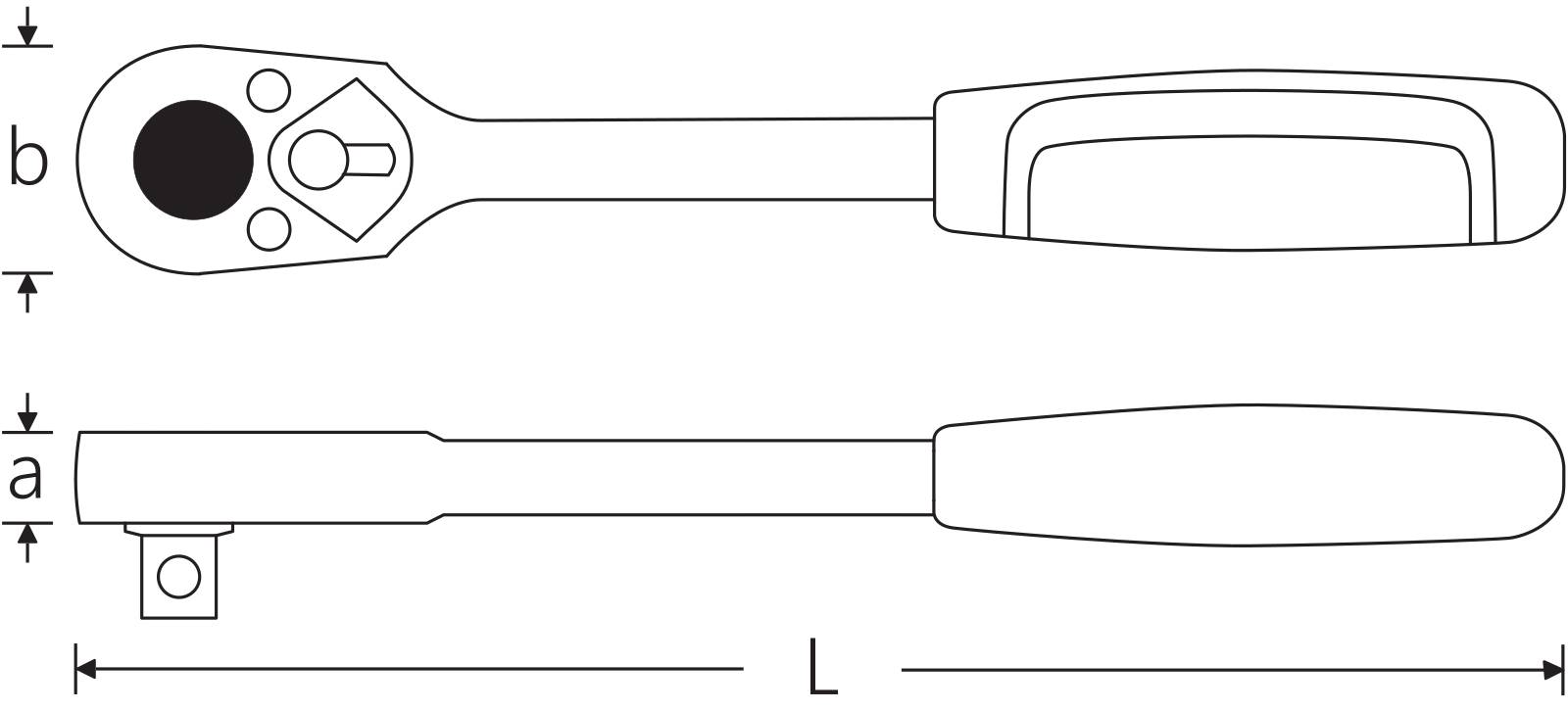 Knarre 1/2" RSW.10° L.497mm 2K-Griff