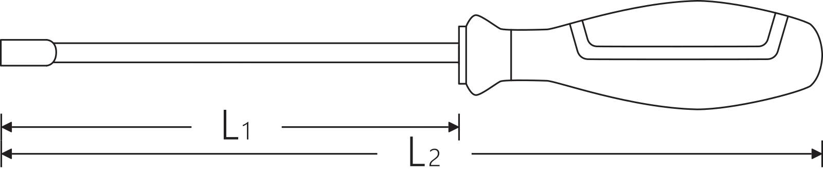 Steckschlüssel m.Griff, DRALL+ SW 7mm L.125mm