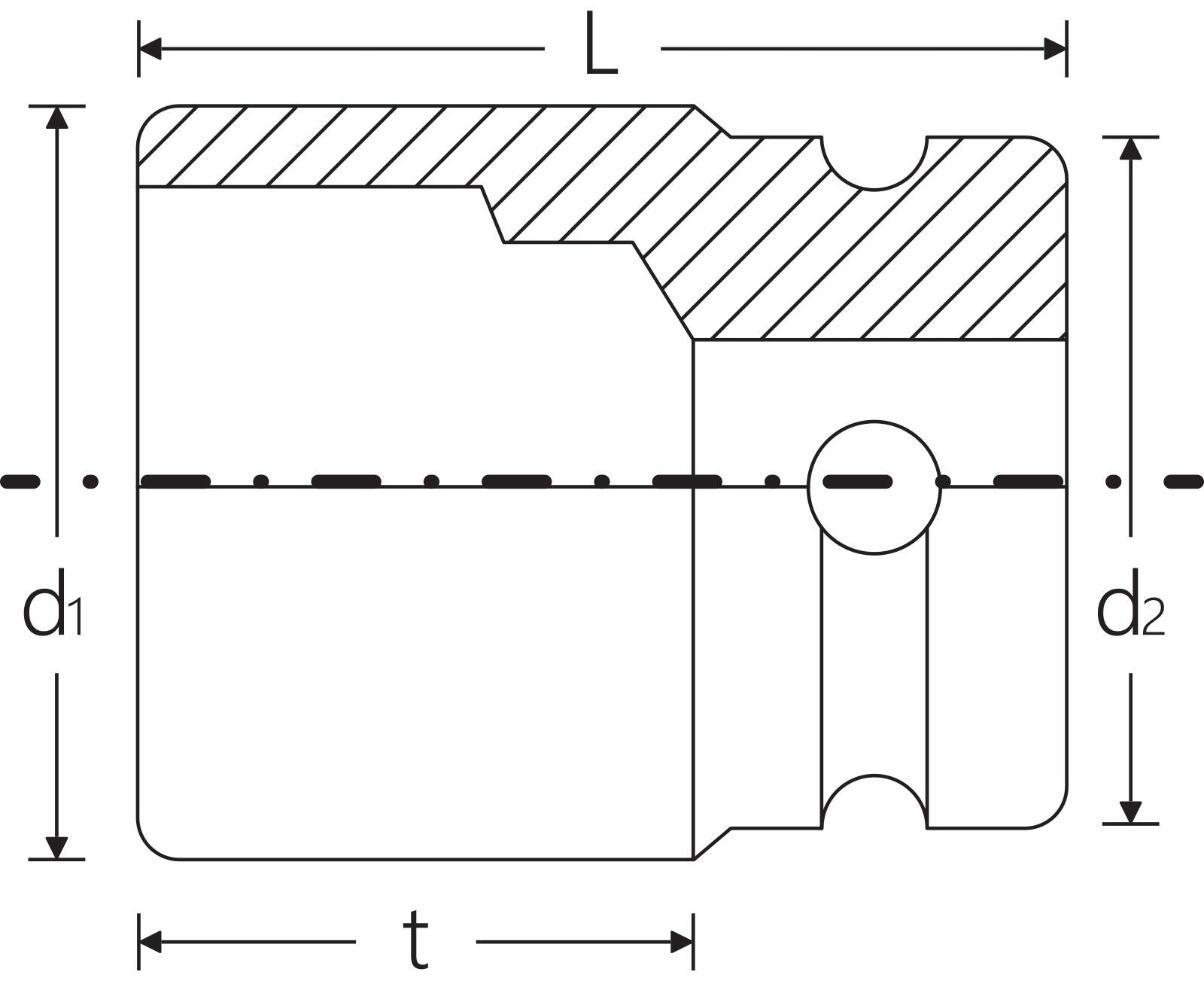 IMPACT-Steckschlüsseleinsatz 1/2" 19mm L.85mm