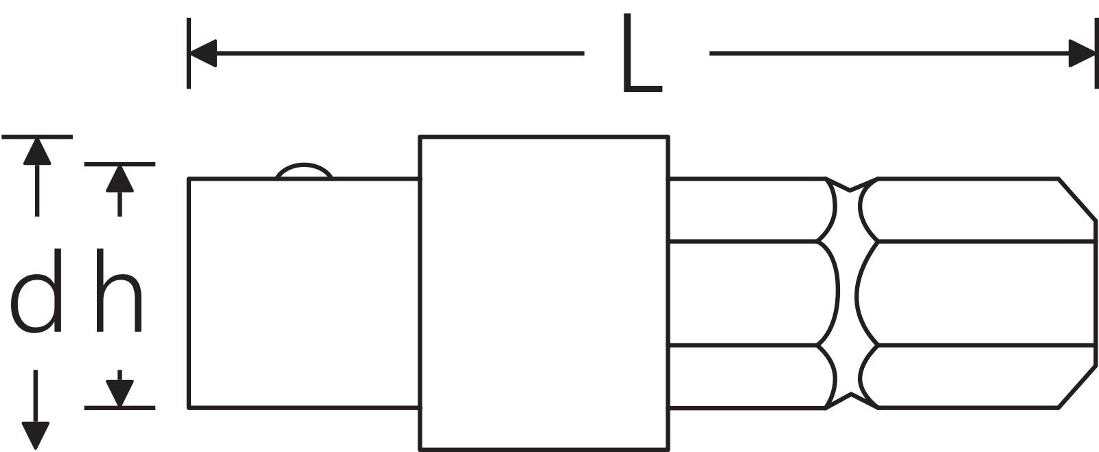Bit-Verbindungsteil handbetätigt 6kant 1/4" Außen-4kant 1/4" L.25mm