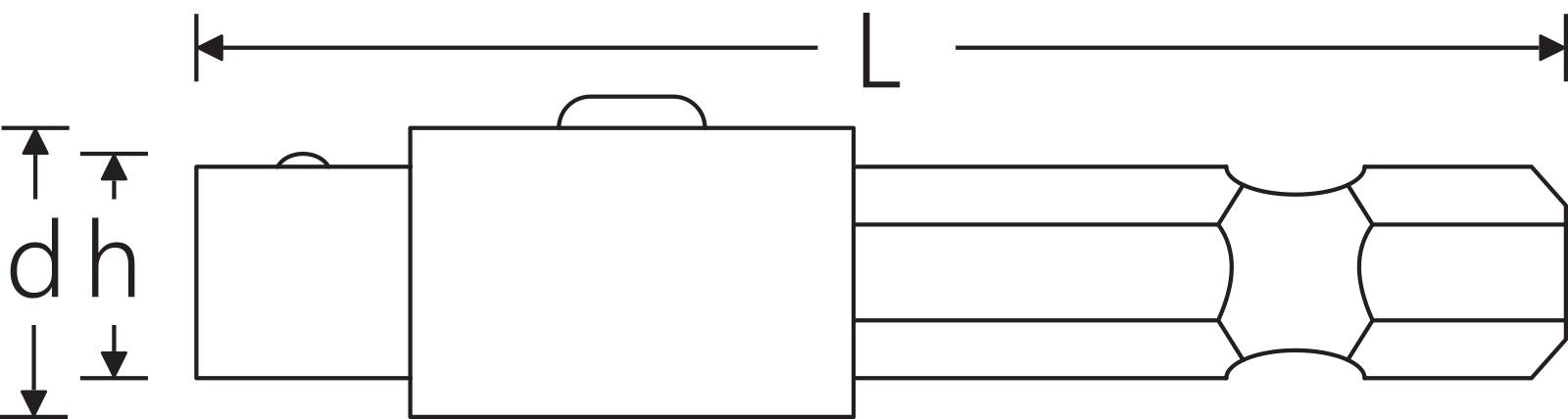 QR Bit-Verbindungsteil maschinenbetätigt 6kant 1/4" Außen-4kant 3/8" L.50mm