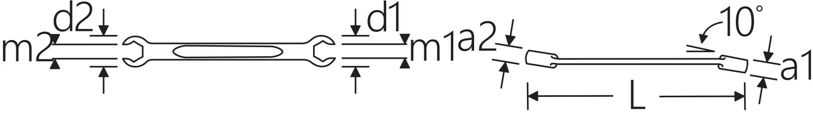Doppelringschlüssel offen abgew. OPEN RING SW 1/2 x 9/16" L.181mm
