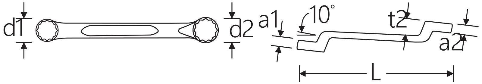 Doppelringschlüssel SW 1/4 x 5/16" L.109mm