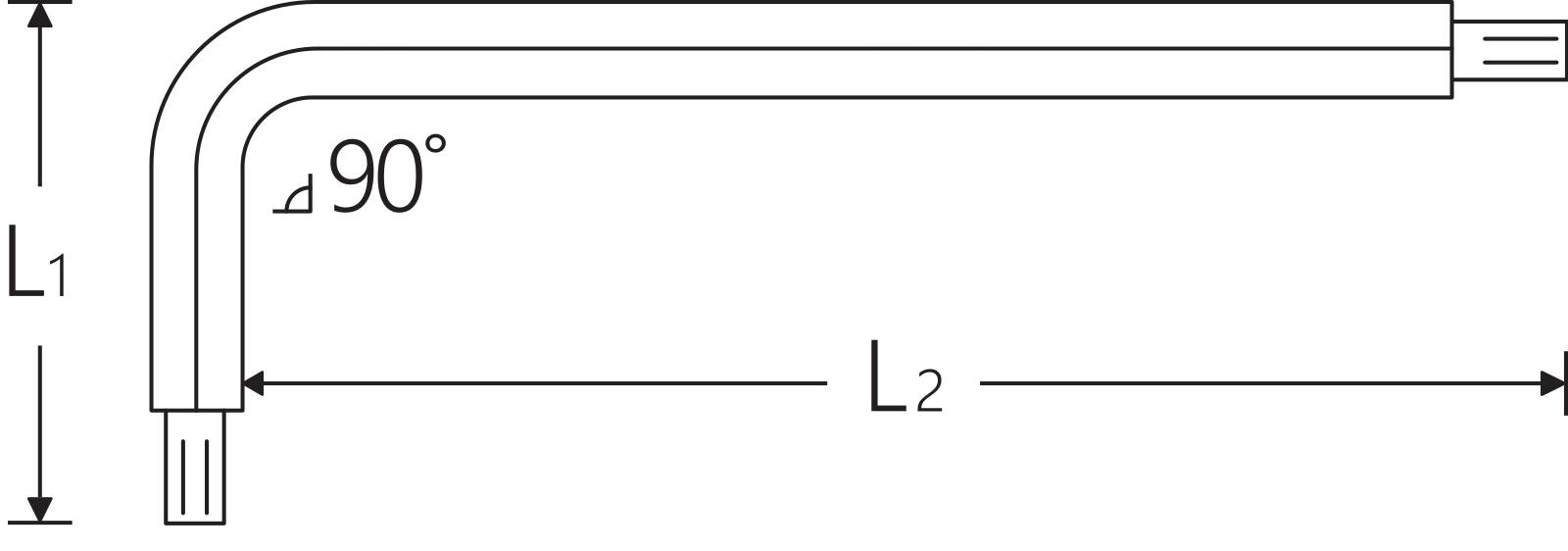 Kugelkopf-Winkelschraubendreher Abtriebssechskant 1/4" L.31mm x 184mm