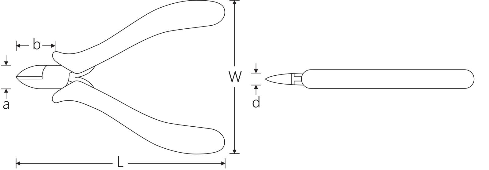 Elektronik-Seitenschneider L.115mm Kopf poliert