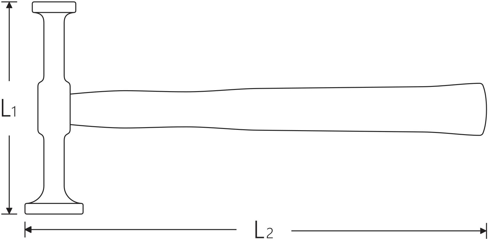 Schlicht- u.Treibhammer Kopf-D.20/41mm L.300mm