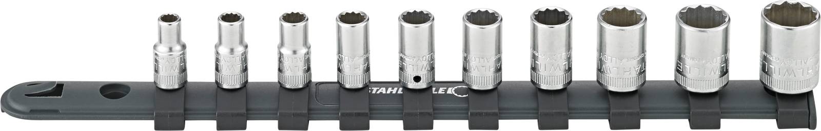 1/4" (6,3mm) Satz Steckschlüsseleinsatz m.Clip-Leiste 40aD/10-12916 10tlg