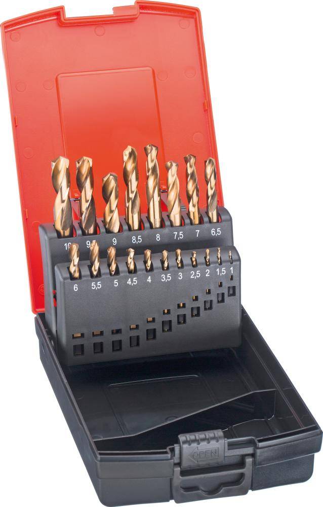 Kurzbohrer-Set HSSE GoldOxid 24-teilig 1-10,5 + KLB
