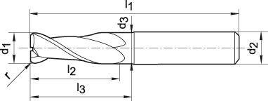Torusfräser VHM 10/3,0mm Z2 mittel HA TA-C FORMAT GT