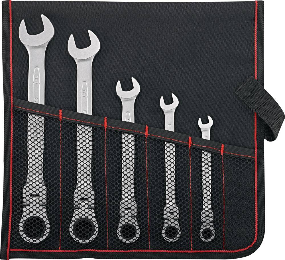 Gelenk-Ratschenschlüssel-Satz 8-19mm 5-teilig in Rolltasche FORMAT